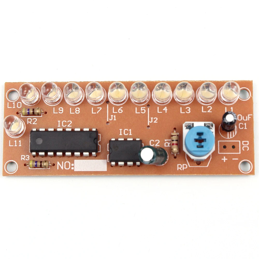 White 10 plus 1 LED Мигающий светильник s DIY Kit стробоскоп NE555+ CD4017 электронный Обучающий набор деталей светильник светодиодный модуль - Цвет: White 10 plus 1 LED