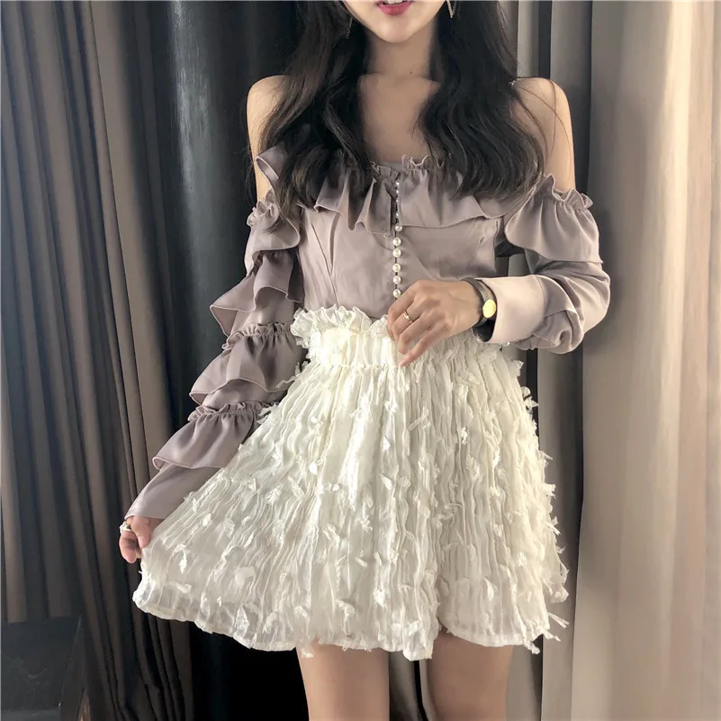 Летняя белая кружевная короткая юбка Новинка Лидер продаж милая плиссированная