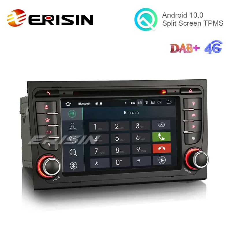 Erisin ES5178A 7 "16GB Android 10 0 автомобильная стереосистема для Audi A4 S4 CarPlay + DAB DVD TPMS Wifi GPS