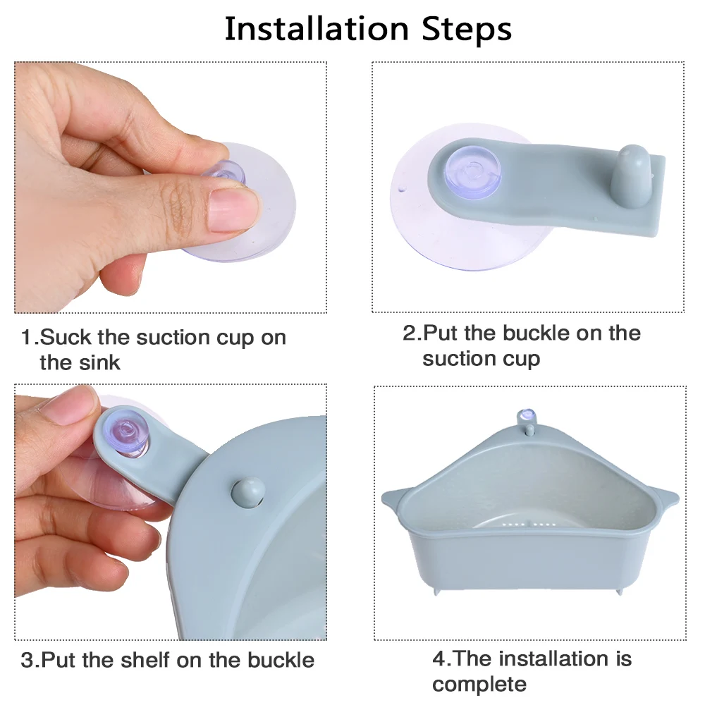 Треугольное ситечко для слива раковины вертикальная корзина на присоске полка