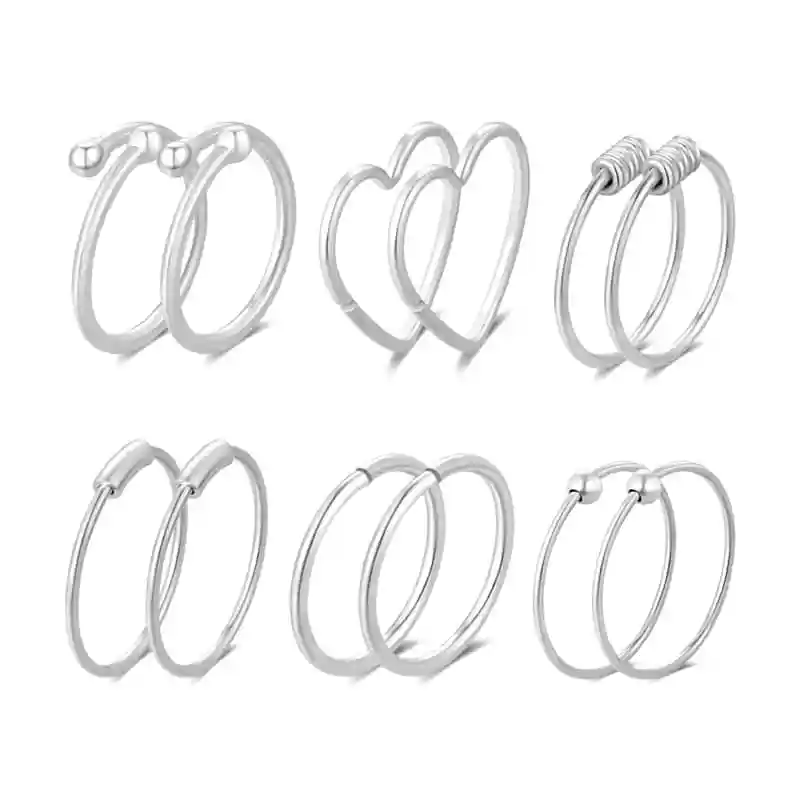 12 шт./компл. кольца из стерлингового серебра 925 пробы для пирсинга ювелирные