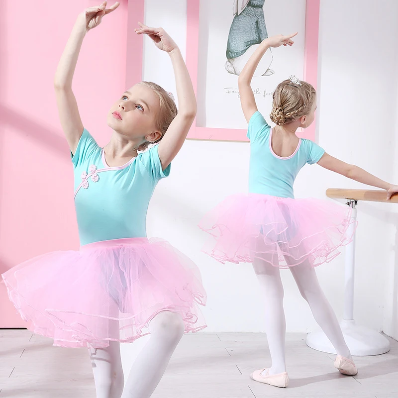 

Ballet Leotard Cotton Dress Camisole Girls Training Clothes Tutu Dancewear Gymnastics Suit Bow Kid Outfit Gauze