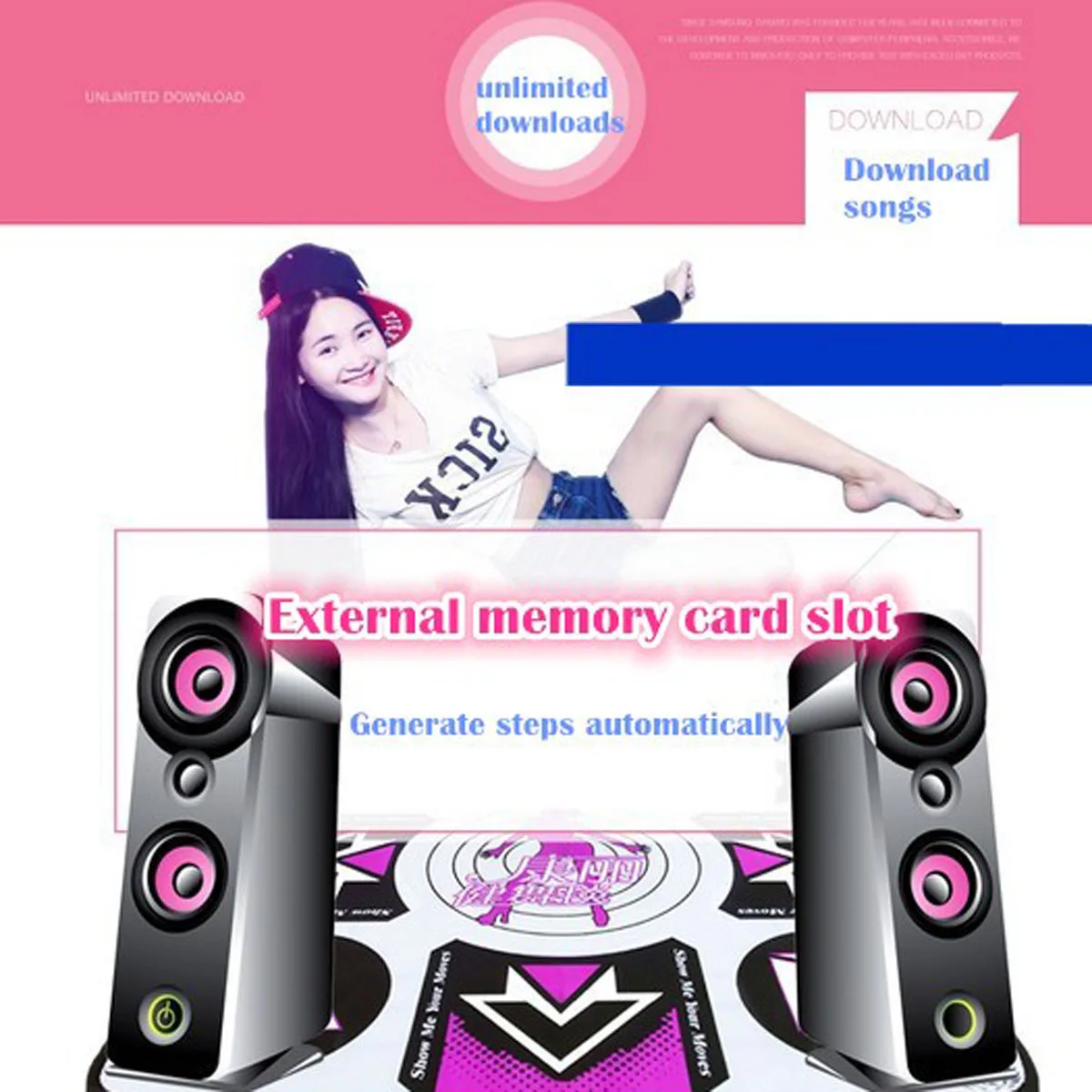 

Original KL English menu 11 mm thickness single dance pad Non-Slip Pad yoga mat + 2 remote controller sense game for PC & TV
