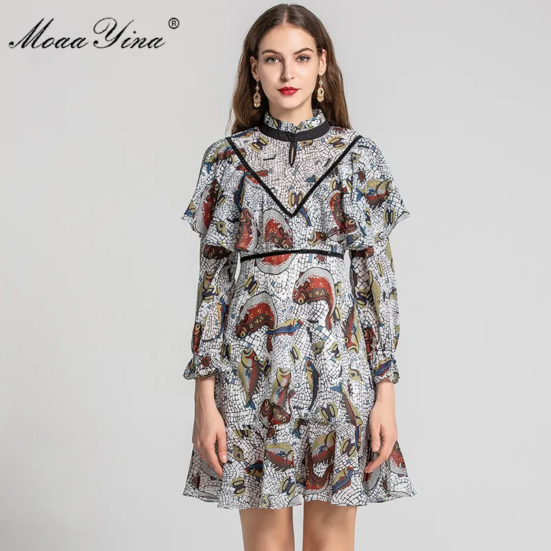 MoaaYina модное дизайнерское платье весна-лето женское с оборками и принтом платья