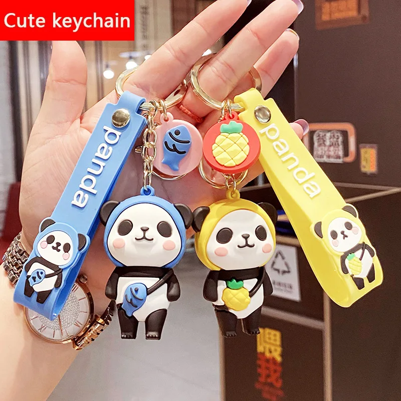 

Fashion Panda Keychain Pendant Cartoon Plastic Luxury Mobile Phone Leather Bag Key Ring Chain Holder Christmas Gift