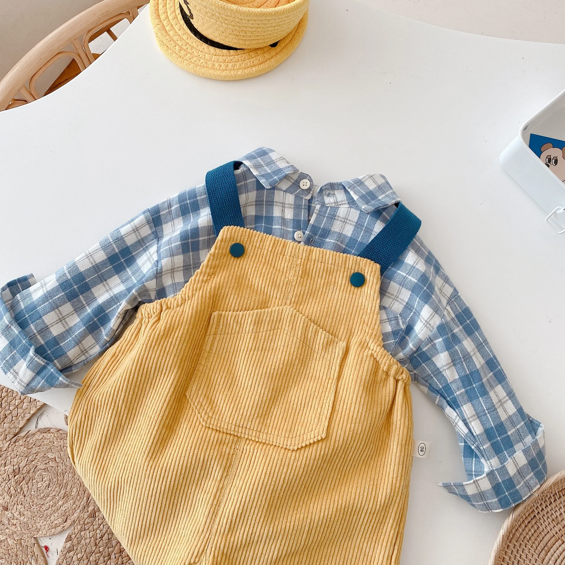 

WLG Baby Boy Overalls Spring Fall Yellow Blue Clothes Kids Boy Casual All Match Overall for 1-6 Years