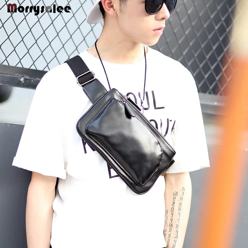 Chest Bag For Men PU Leather Multifunction Waterproof Military Belt Waist Bags Mobile Phone Travel Pouch Waist Man Chest Bag