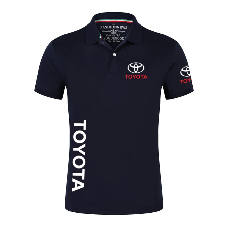 Летняя мужская футболка-поло с логотипом автомобиля Toyota повседневная Однотонная
