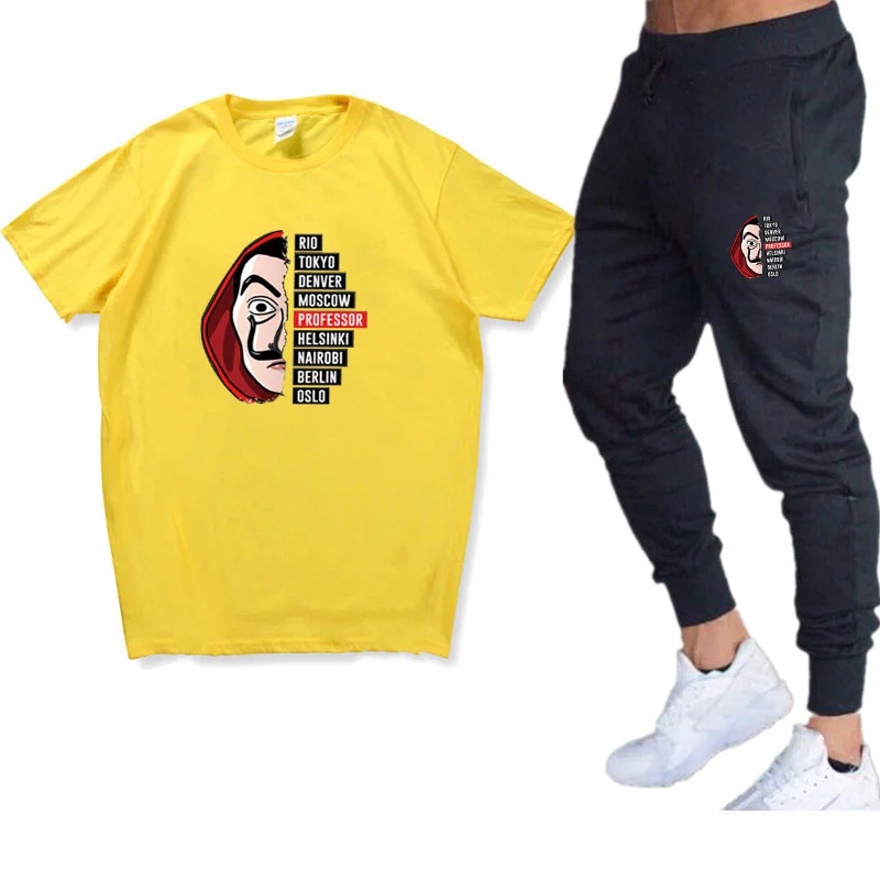 

La Casa De Papel T-shirt suit Money Heist Dali Mask Professor Robbery Crime Shirt Sleeve EU Size 100% Cotton House of Paper