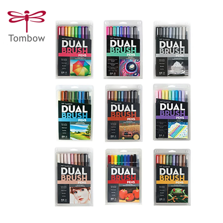 10 шт./компл. набор ручек для каллиграфии TOMBOW двусторонние маркеры цветная ручка