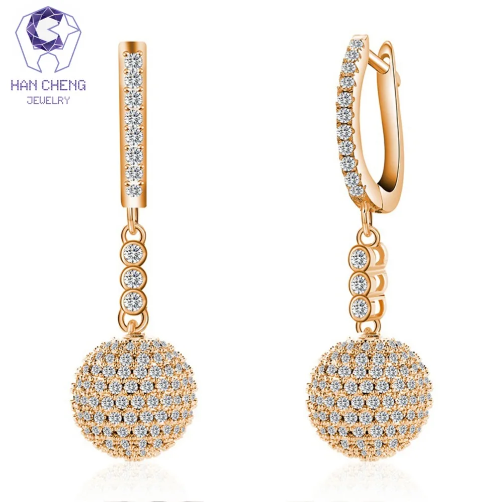 Женские серьги капельки HanCheng длинные золотого цвета с круглыми шариками и