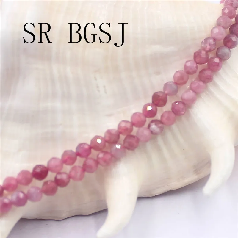 Free Shipping 3mm Faceted Pink Tourmaline Gems Stone Jewelry Making Bail Round Beads Strand 15&quot|Бусины| |