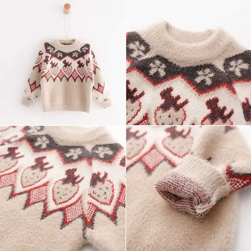 Свитер для девочек пуловер детская одежда с фруктами детские зимние топы