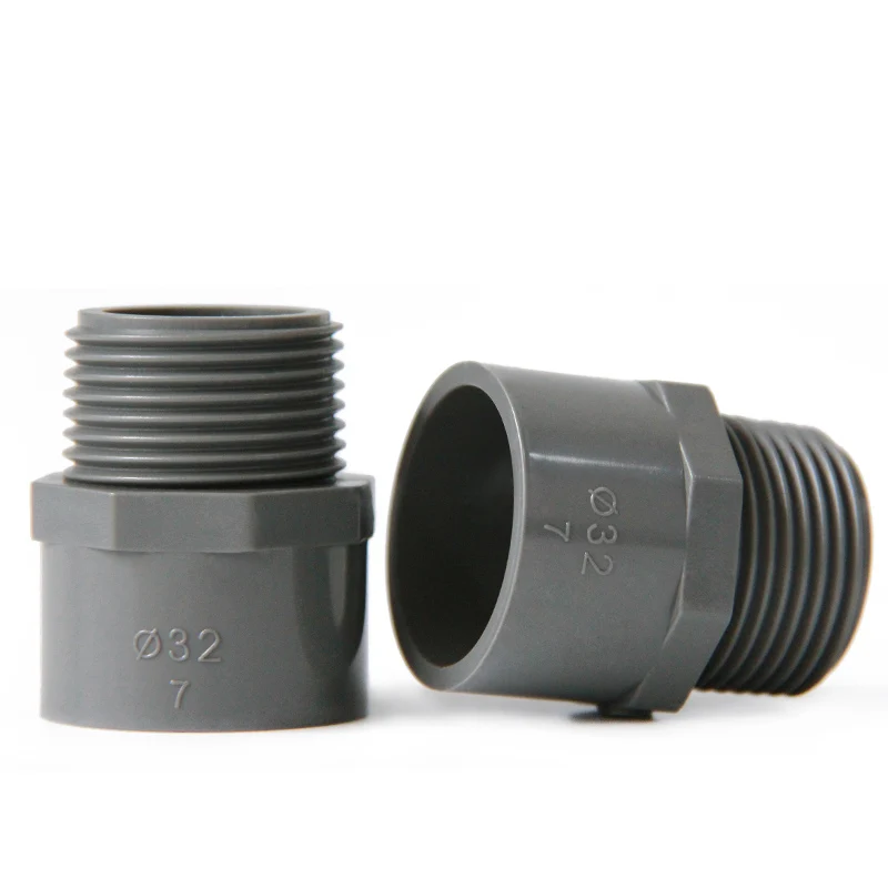 

20mm 25mm 32mm 40mm 50mm ID x 1/2" 3/4" 1" 1-1/4" 1-1/2" BSP Male Thread Gray PVC Tube Joint Pipe Fitting Water Connector