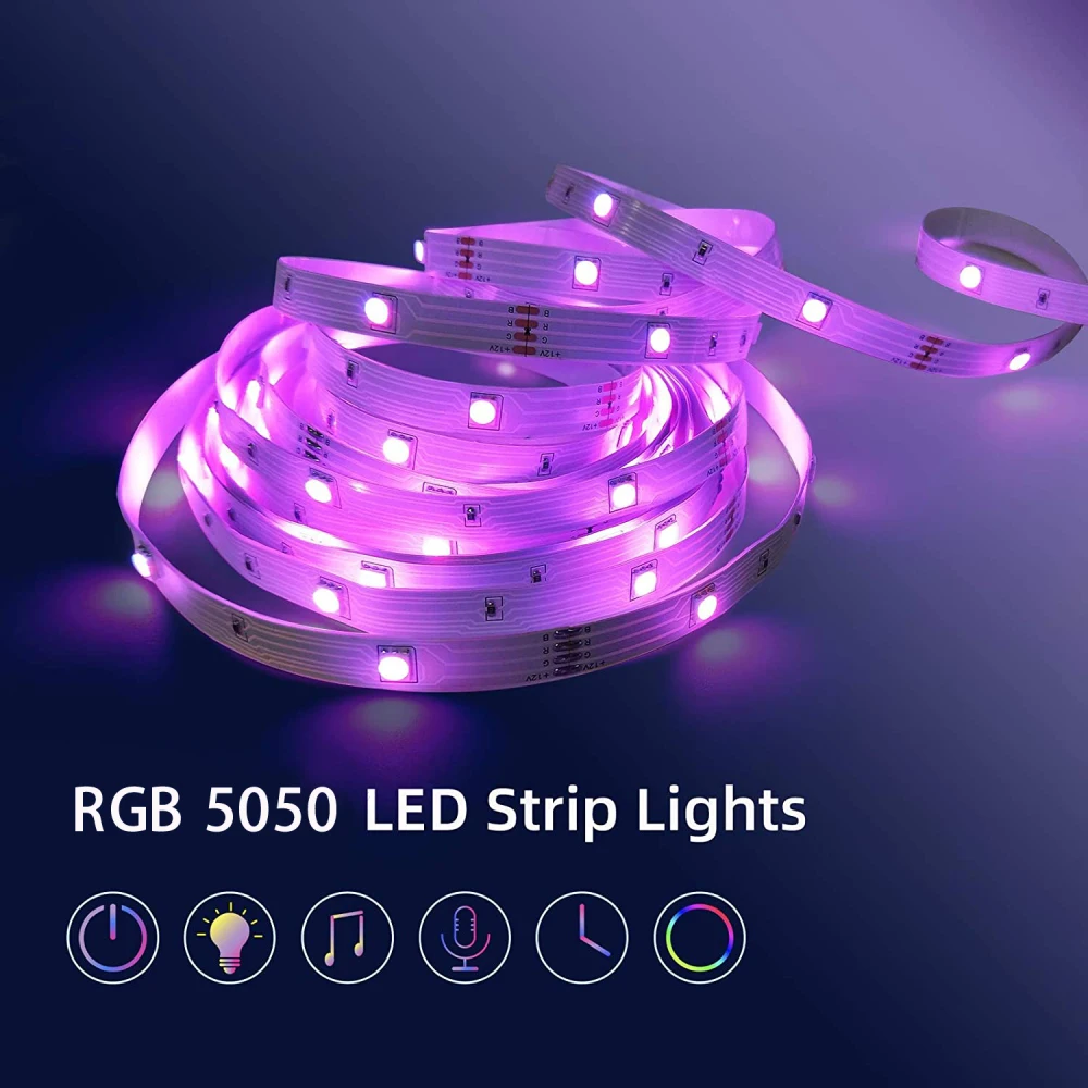 Светодиодная лента RGB 5050 без водонепроницаемости музыкальная Bluetooth Wi-Fi умная с Alexa