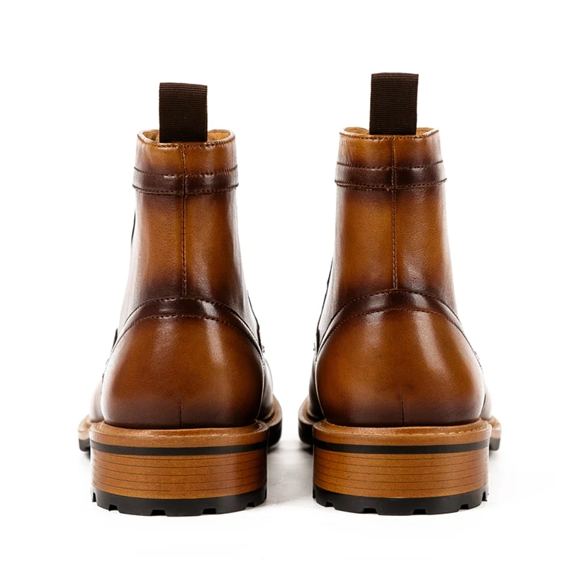 

New Retro Natural Genuine Leather Men's Military Ankle Boots Round Toe Laces Handmade Man Outdoor Riding Shoes For Male KUD347