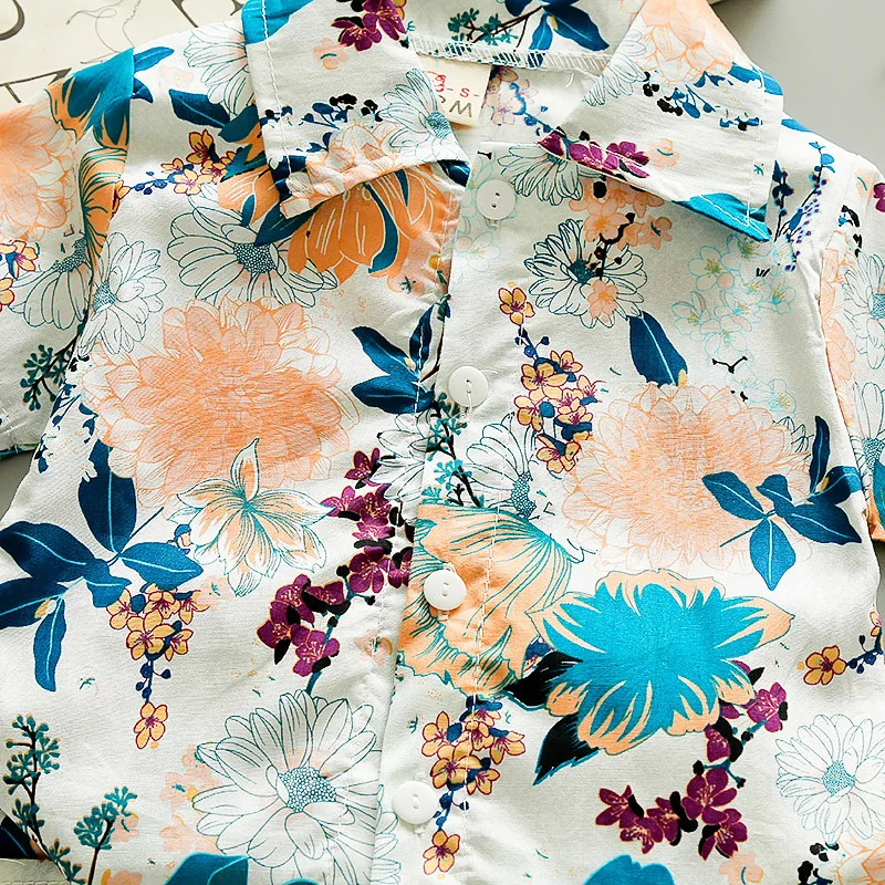 

2021 children's short-sleeved printed suit boy shirt fashion handsome children's two-piece kid suit boys summer clothes BT40