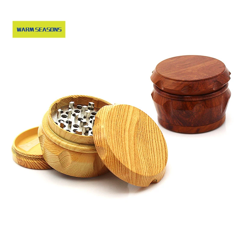 

Red Wooden Grain Resin Weed Grinder 4 Layers Machine Herb Grinder 40mm 1.57 Inch Tobacco Smoke Crusher Hand Smoking Tools