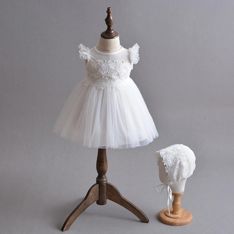 Платье для маленьких девочек крещения новорожденных кружевные наряды белая