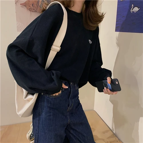 Новинка 2019 года повседневные свободные вязаные Модные женские толстовки в