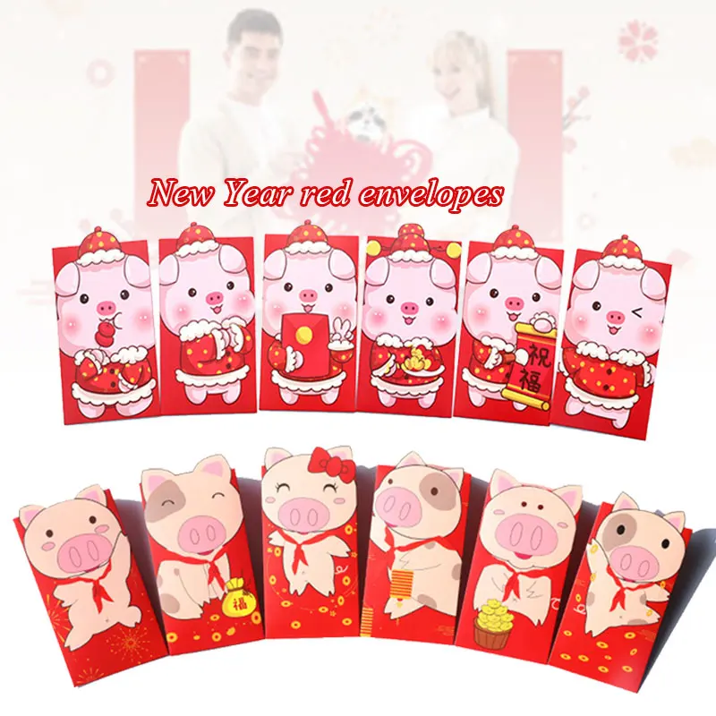 Конверты для денег поросенок красные конверты изысканный фестиваль 6 шт. бумага