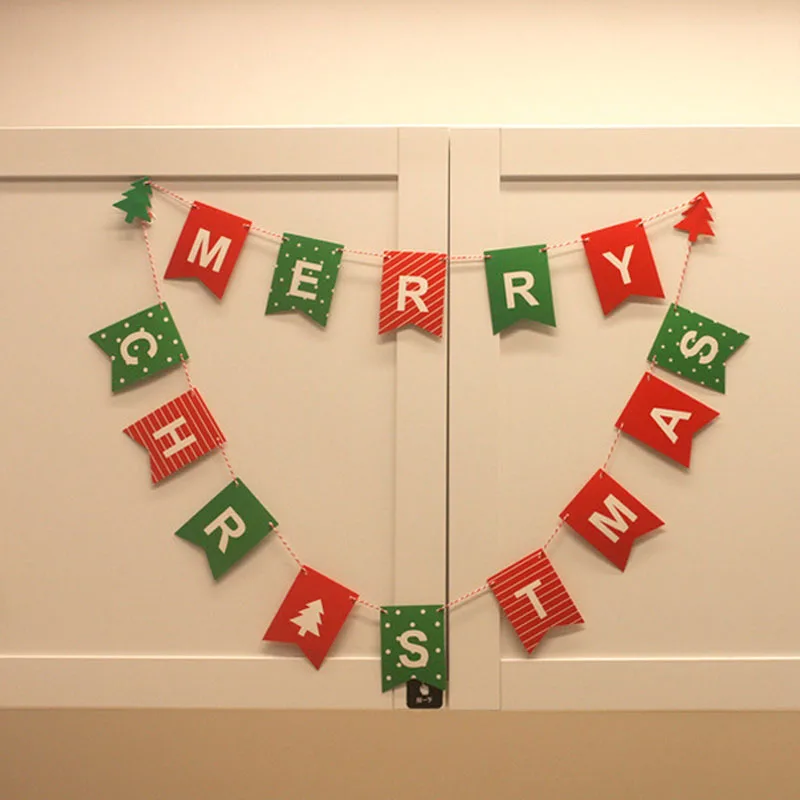 

Merry Christmas Bunting Garland Banner Hanging Flag Shop Home XMAS Party Decor HEE889