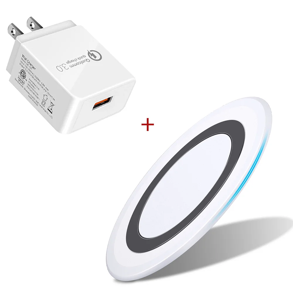 White US Plug Ascromy беспроводное Qi ультратонкое зарядное устройство 10 Вт для samsung Galaxy S10 S9 S8 Plus s10e s10+ s7 Быстрая зарядка cargador inalambrico - Тип штекера: White US Plug