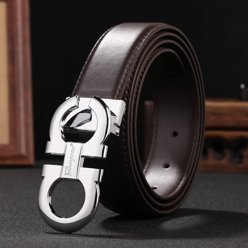 

Men's fashion Designer Genuine Leather luxury Business Belts Men and Women Universal Smooth Buckle Leather Leisure Belts