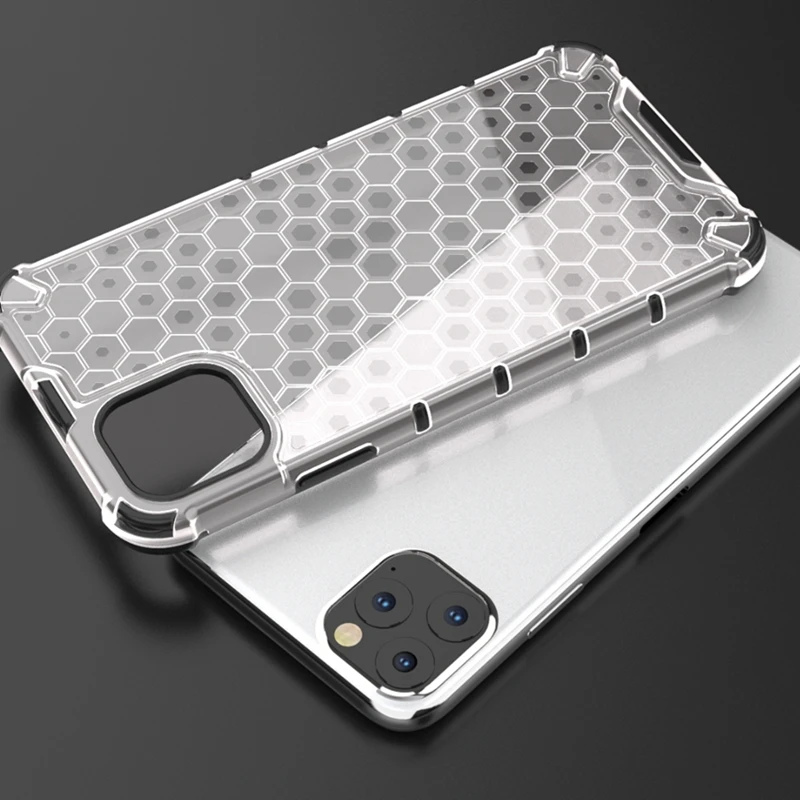 Honeycomb Structure Clear TPU Case for iphone 11 Pro Max Soft Silicone Back Cover X XS XR 6 6s 7 8 plus | Мобильные телефоны и