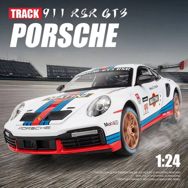

Модель автомобиля Porsche GT3 RSR 1:24, литой металлический автомобиль из сплава, модель автомобиля, имитация звука светильник, коллекция, подарок д...