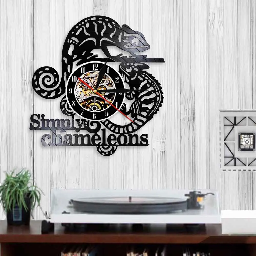 Настенные часы с эффектом Хамелеона виниловые 3d ручной работы животными
