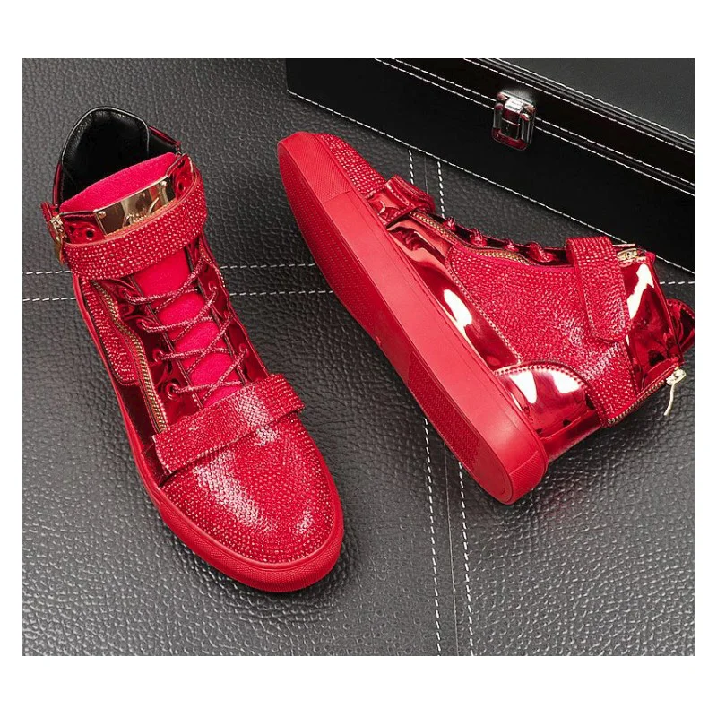 Мужские Ботильоны из флока черные или красные повседневные ботинки с высоким