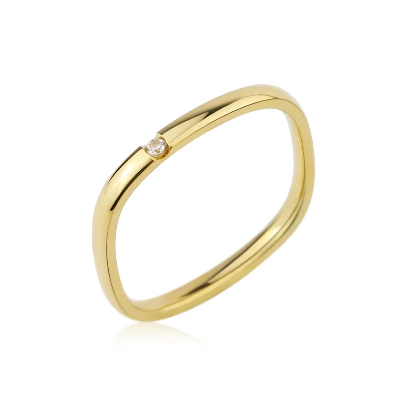 

Hot Sell Classic Design Square Ring Inlaid A Zircon Top Quality Stainless Steel Woman Love Rings Gift Brand Wedding Jewelry