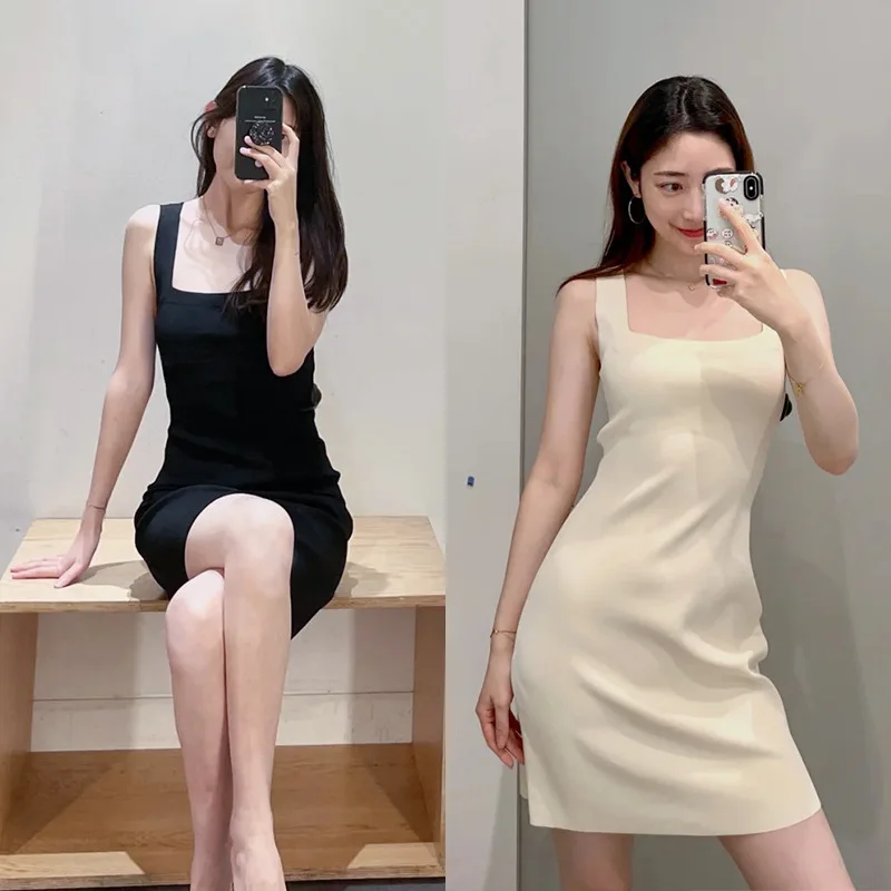 

Women Dress 2021 Spring and Summer New Ladies Pure Color Suspender Dress