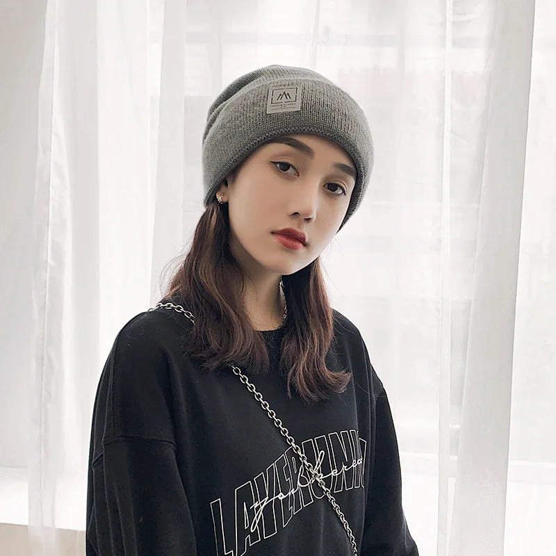 Зимняя женская шапка с логотипом бэнни однотонные шерстяные утепленные шапки