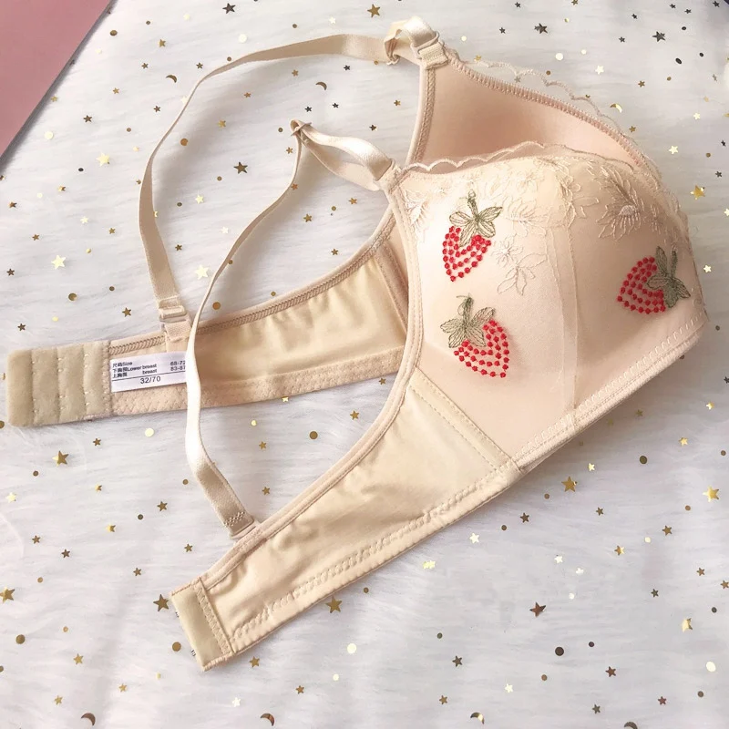 Женский сексуальный бюстгальтер без косточек с пуш-ап регулируемой вышивкой