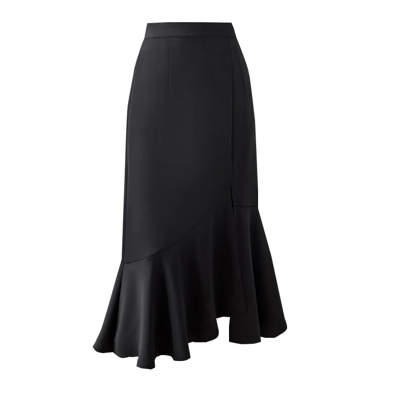 

Bodycon Skirts Women Solid A-line High Waist Female Elegant Split Midi Skirts Plain Office Lady Skirts 2021 Summer