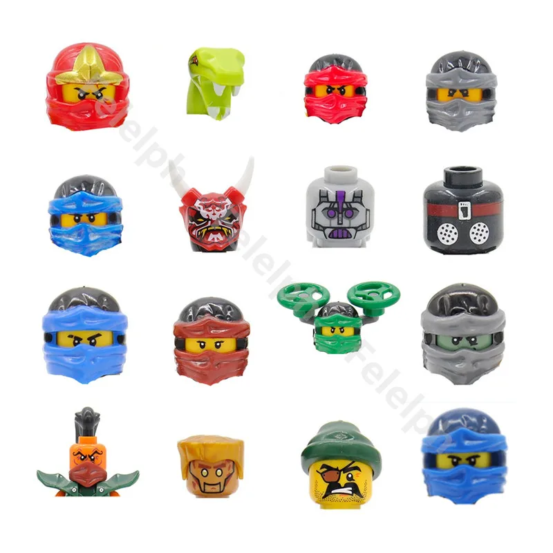 Feleph Одиночная мультяшная фигурка голова ниндзя змея модель мастера строительные