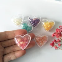 10pcslot transparent acrylic with flower rhinestone heart earring charms pendant fit bracelet necklace hair jewelry accessories