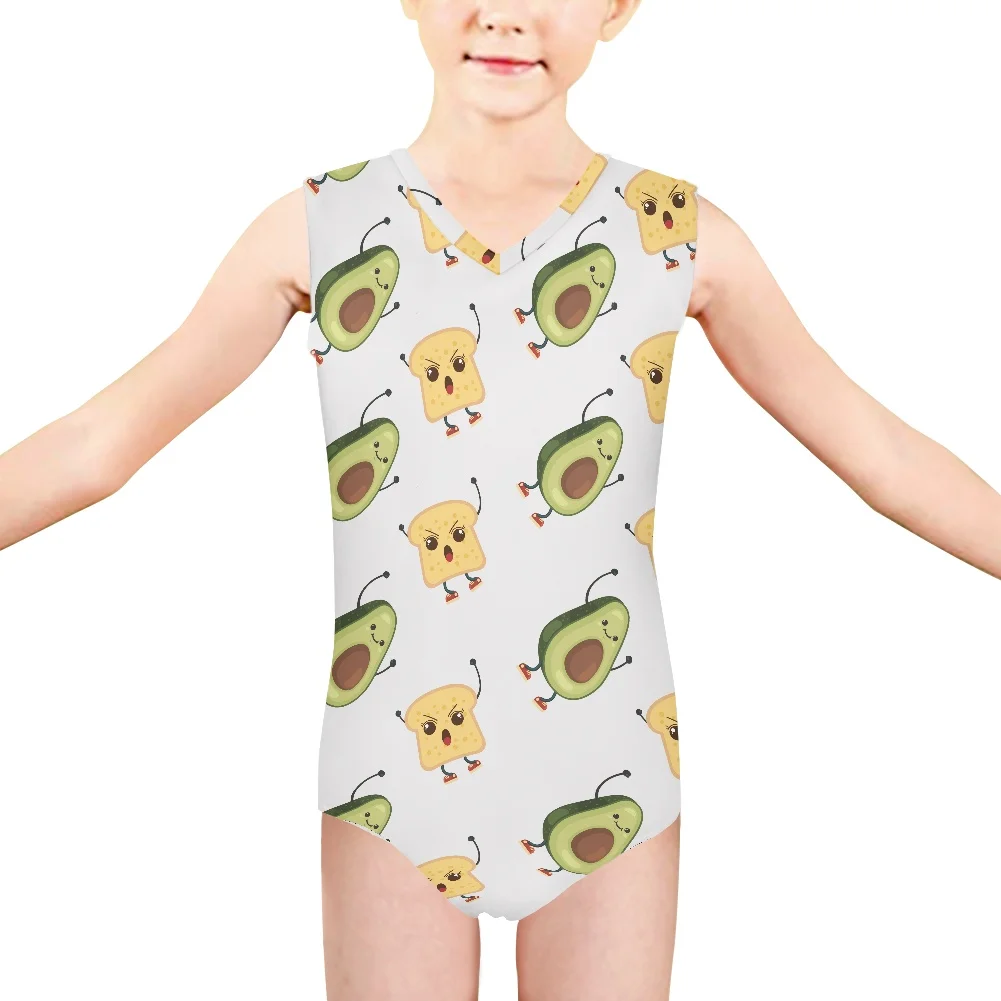 

Купальник с рисунком авокадо для девочек, детские цельные костюмы, купальники для девочек, пляжный спортивный боди, детский купальный костю...
