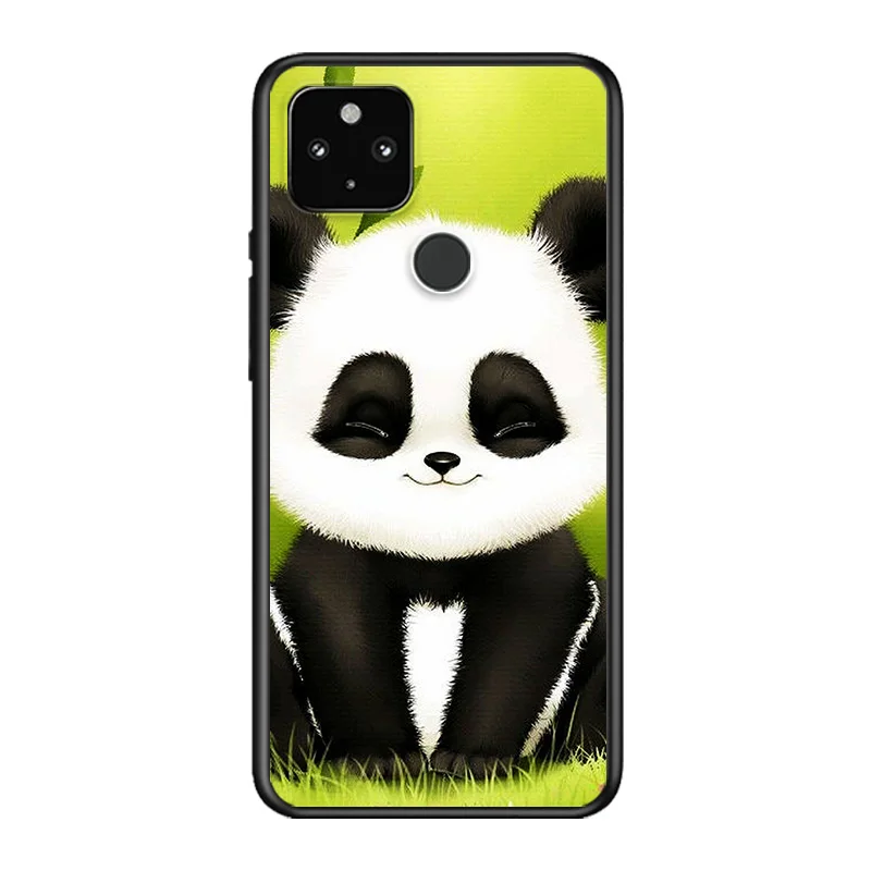 

Lovely Cartoon Panda Soft TPU Silicone Black Cover For Google Pixel 5 4A 5G 4 XL Phone Case