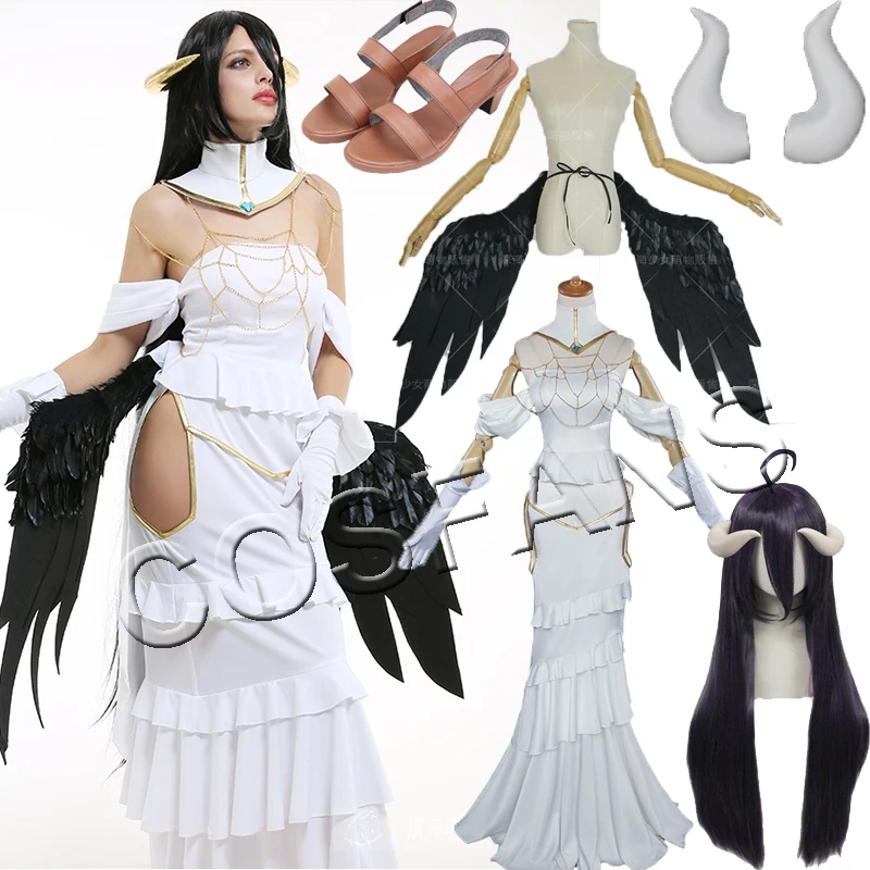 Женский костюм для косплея Albedo белое платье Оверлорд альбедо Хэллоуин