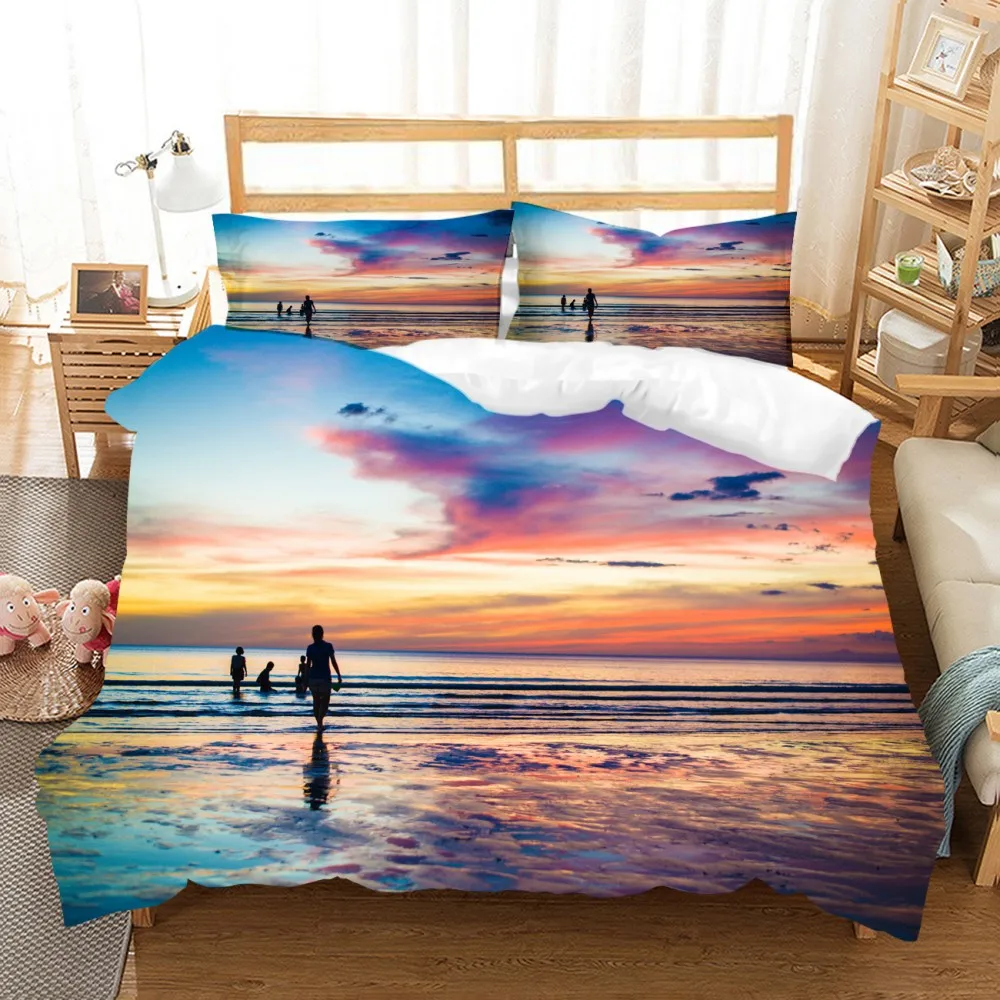 Живописный район комплект постельного белья лето пляж океан Твин полный