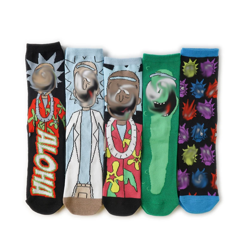 

Rick Novelty Anime Socks Men Hip Hop Cartoon Movie Funny Calcetines Streetwear Skateboard Basketball Socken