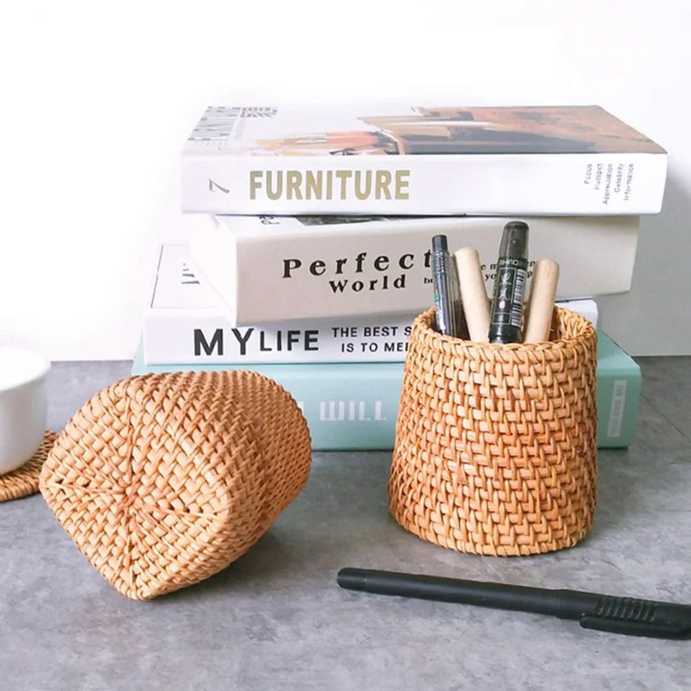 Manual Rattan Chopsticks Tube Shovel Spoons Bucket Dinner Knives Forks Tableware Storage Box Home Baskets Organizer | Дом и сад