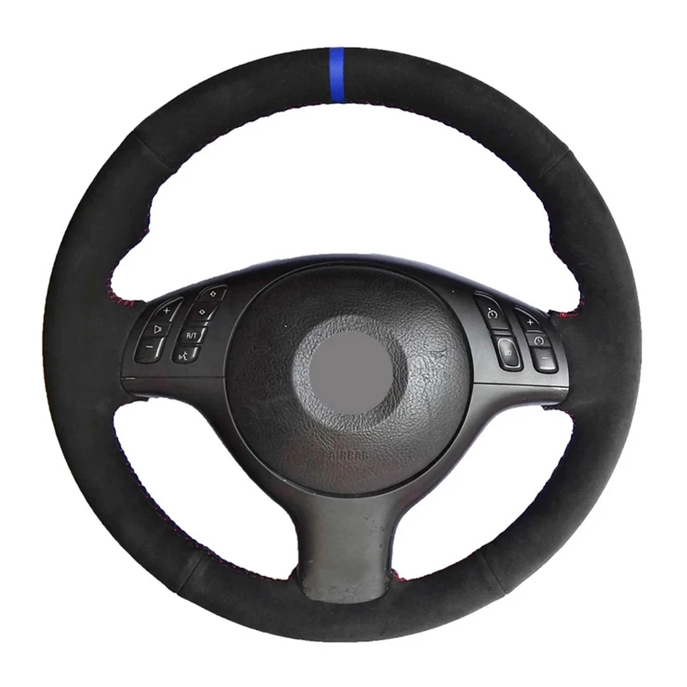

Anti-slip Black Genuine Leather Suede Car Steering Wheel Cover For BMW M Sport E46 330i 330Ci E39 540i 525i 530i M3 E46 M5 E39