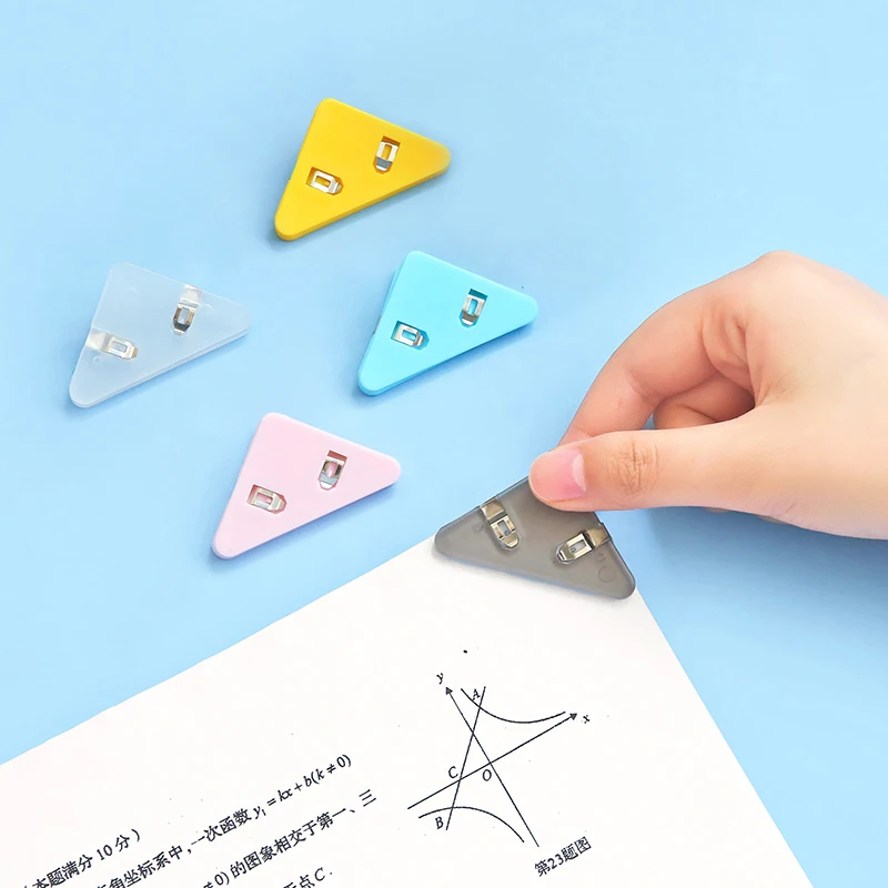 

5pcs Color Corner Clips Set Triangle Transparent Page Holder Index Clamp Clip for About 40 Sheets Stationery Office School A6666