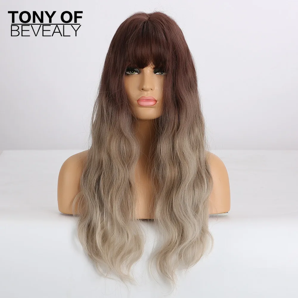 Длинные черные и красные волосы омбре с челкой термостойкие синтетические