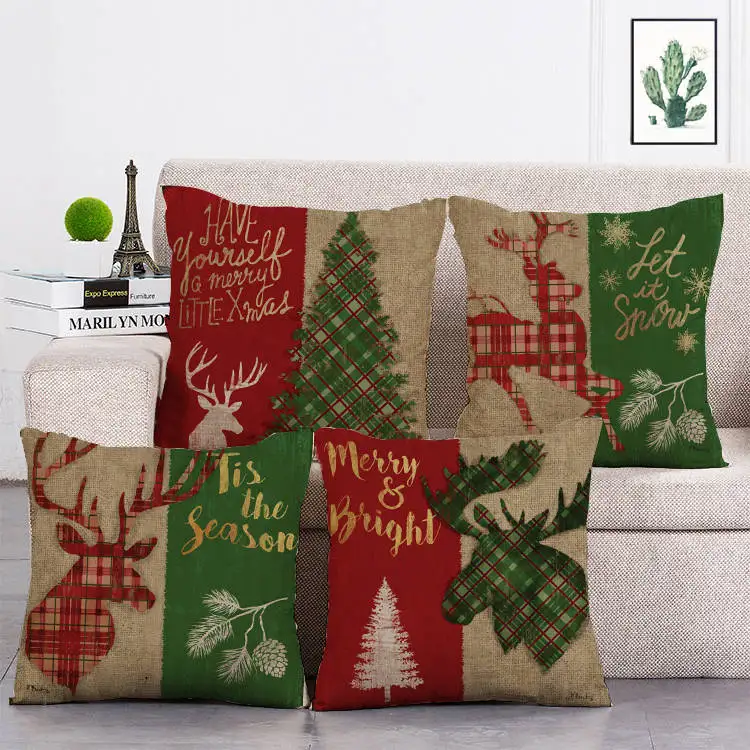 Рождественская наволочка для подушки Рождественский олень лесной Декор