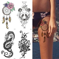 waterproof temporary tattoo sticker dreamcatcher flowers love flash tattoos bear rose body art arm fake sleeve tatoo women